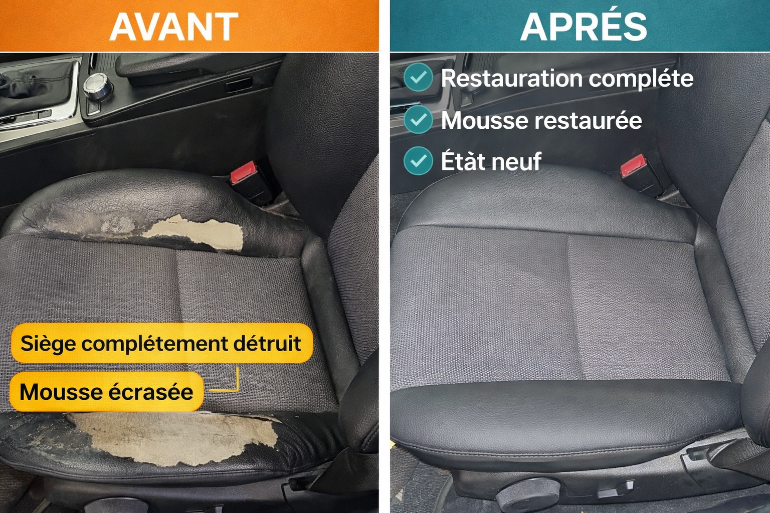 Restauration sièges cuir premium